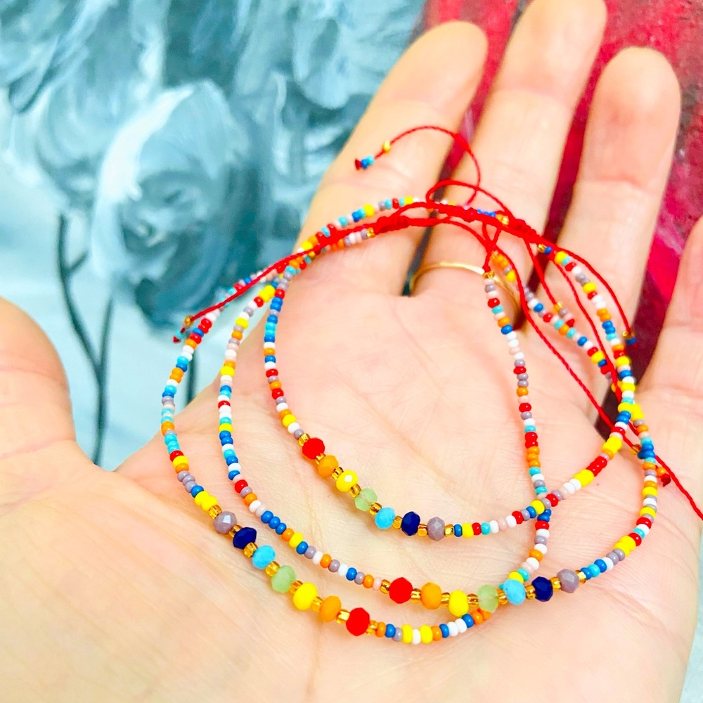 Handmade macrame beaded Heishi bracelets